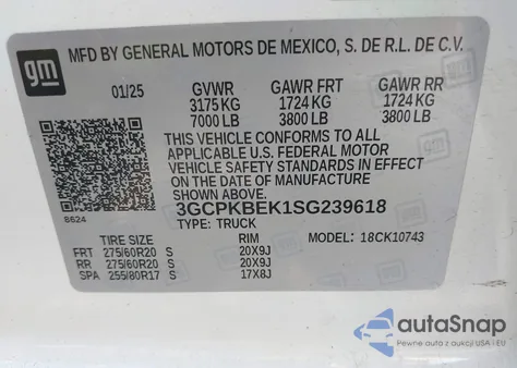 2025 Chevrolet Silverado 1500 4Wd Standard Bed Custom from USA, damaged, VIN 3GCPKBEK1SG239618